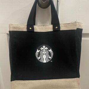 Starbucks Black and Tan Canvas Tote